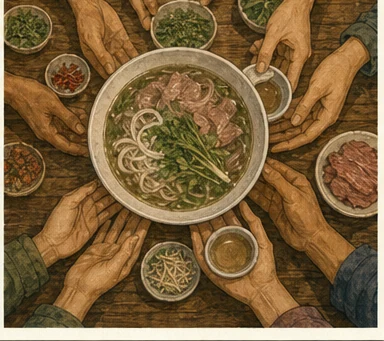 Bát phở và những bàn tay cùng tạo nên một trải nghiệm